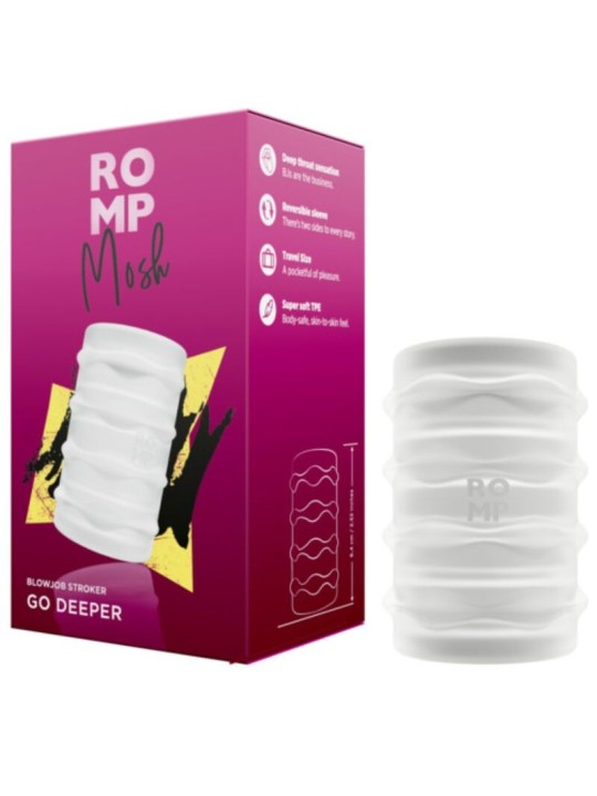 ROMP MOSH MASTURBADOR MASCULINO TRANSPARENTE CON FUNDA REVERSBLE DE 6 CM