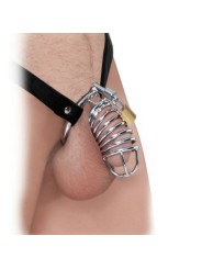 JAULA DE CASTIDAD METALICA AJUSTABLE CON CANDADO PARA PENE