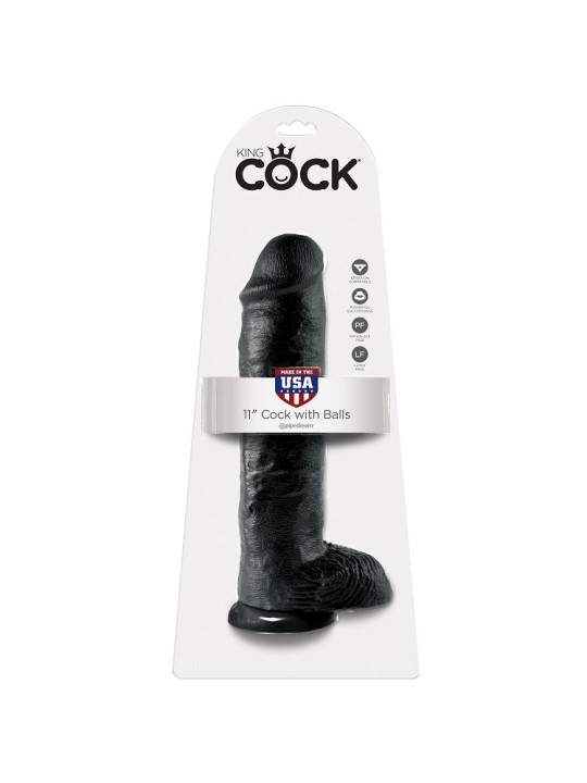 KING COCK 11 PENE REALISTICO NEGRO 28 CM