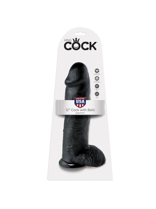 KING COCK 12 PENE REALISTICO NEGRO 3048 CM