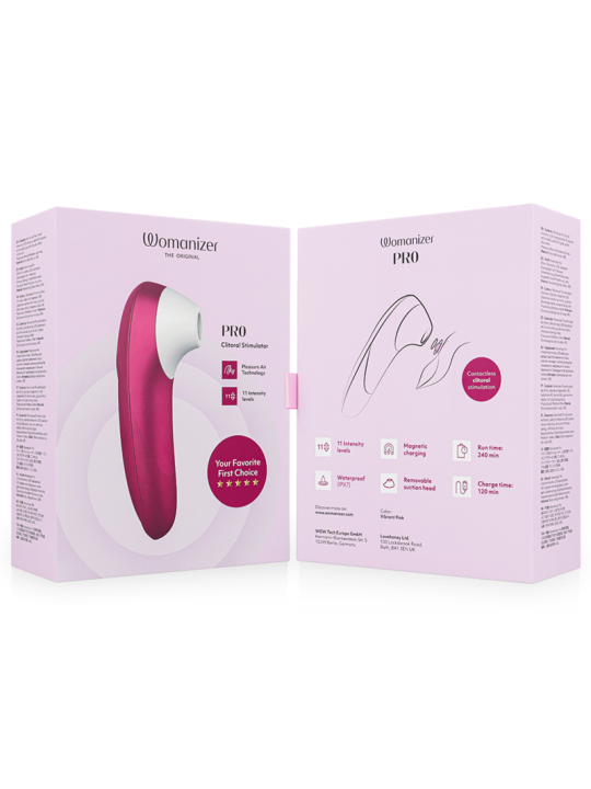 WOMANIZER PRO VIBRANT ESTIMULADOR DE CLITORIS ROSA