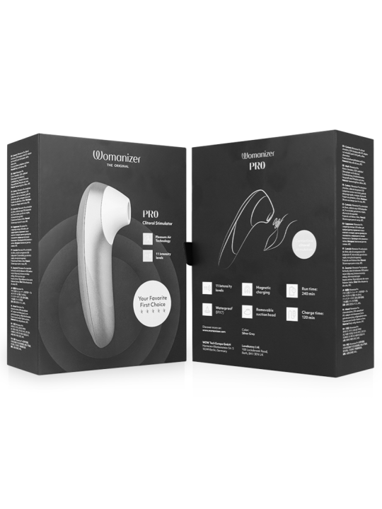 WOMANIZER PRO VIBRANT ESTIMULADOR DE CLITORIS GRIS PLATA
