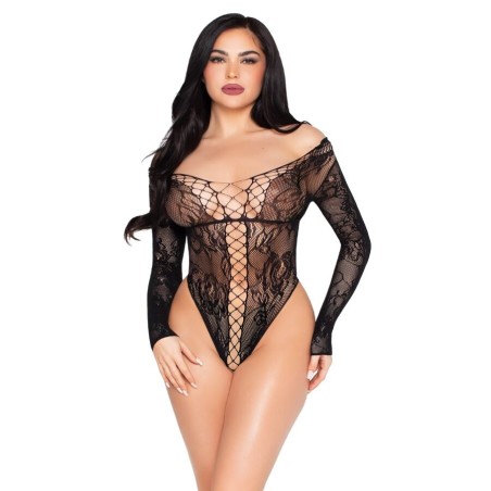 LEG AVENUE 89370 TEDDY DE RED Y ENCAJE NEGRO TALLA UNICA