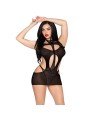 LEG AVENUE 81680 MINI VESTIDO OPACO Y TEDDY HALTER NEGRO TALLA UNICA