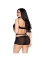LEG AVENUE 81680 MINI VESTIDO OPACO Y TEDDY HALTER NEGRO TALLA UNICA