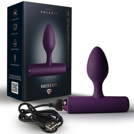 ROCKS OFF NOVA SOLARIS PLUG ANAL FINO RECARGABLE 16 FUNCIONES NEGRO