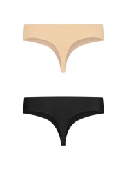BYE BRA PACK 2 TANGAS INVISIBLES BEIGE Y NEGRO TALLA S