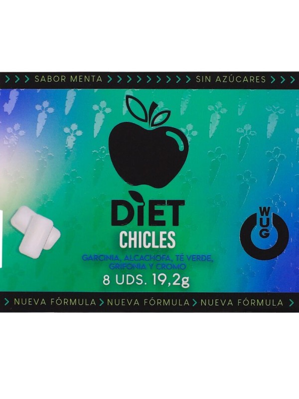 WUG diet El chicle funcional sin azucar con sabor menta BLISTER 8 UDS