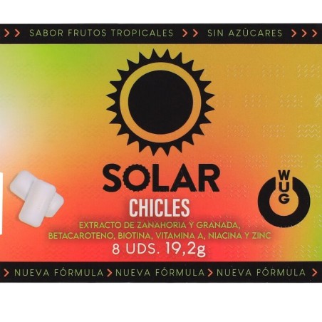 WUG solar El chicle funcional con vitaminas y zinc sabor frutos tropicales BLISTER 8 UDS
