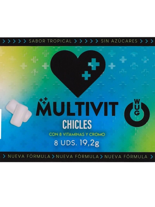 WUG multivit El chicle funcional multivitaminico sabor tropical BLISTER 8 UDS