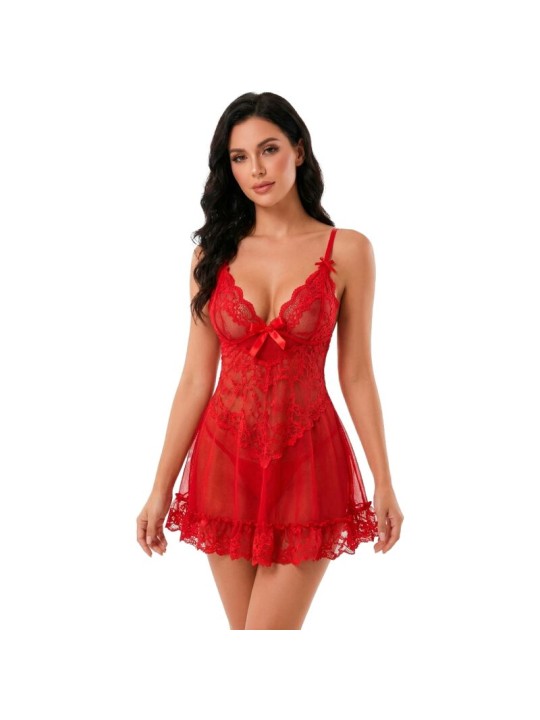 LIVCO CORSETTI FASHION NUIT SET CAMISETA PANTY ROJO 2028 L XL