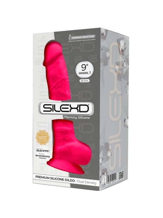 SILEXD MODELO 1 PENE REALISTICO SILICONA PREMIUM SILEXPAN FUCSIA 23 CM