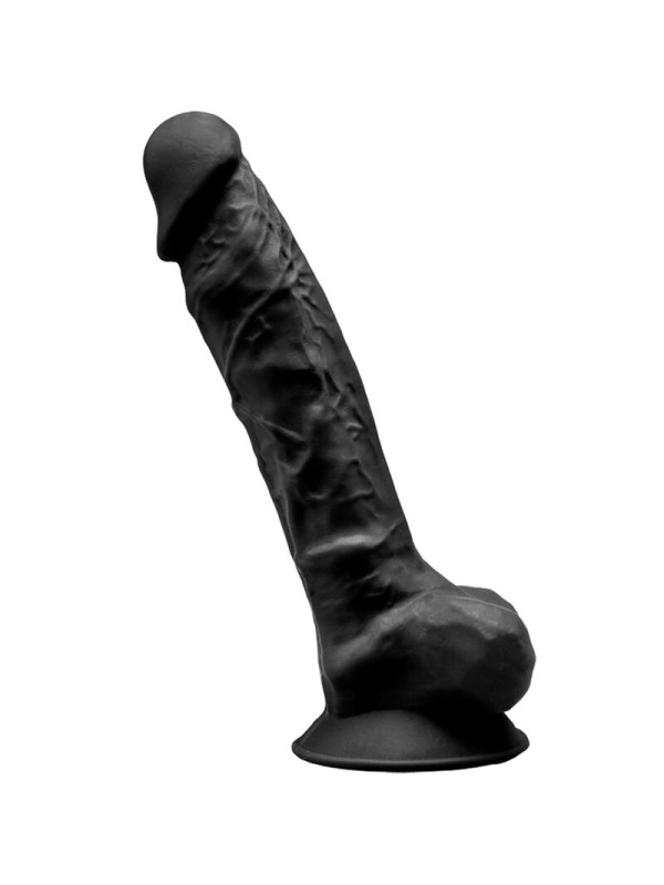 SILEXD MODELO 1 PENE REALISTICO SILICONA PREMIUM SILEXPAN NEGRO 23 CM