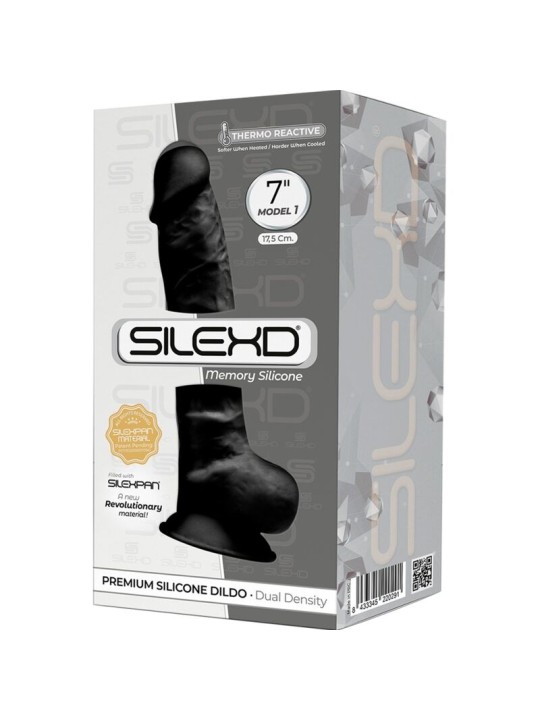 SILEXD MODELO 1 PENE REALISTICO SILICONA PREMIUM SILEXPAN NEGRO 175 CM