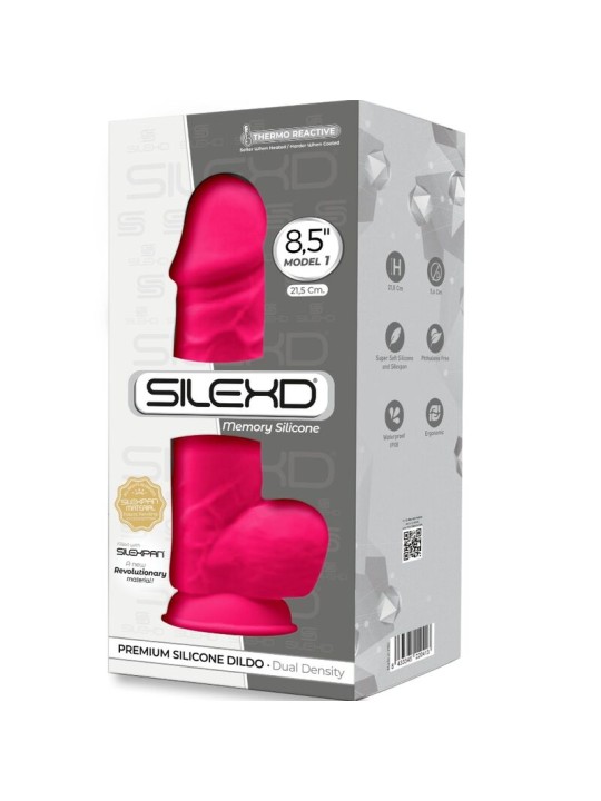 SILEXD MODELO 1 PENE REALISTICO SILICONA PREMIUM SILEXPAN FUCSIA 215 CM