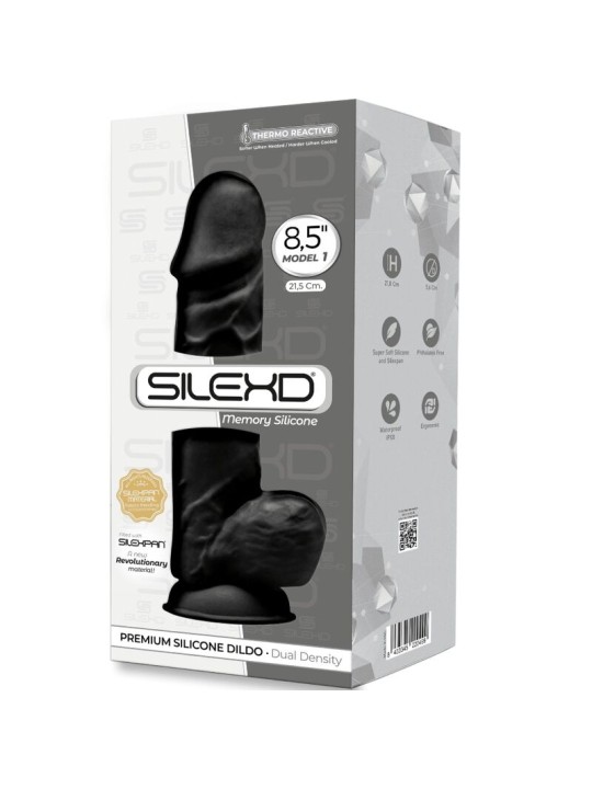 SILEXD MODELO 1 PENE REALISTICO SILICONA PREMIUM SILEXPAN NEGRO 215 CM
