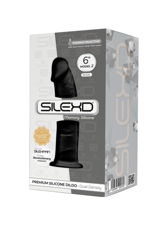 SILEXD MODELO 2 PENE REALISTICO SILICONA PREMIUM SILEXPAN NEGRO 15 CM