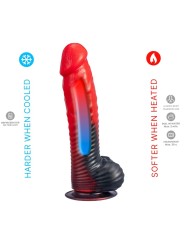 SILEXD DEVIL DILDO FANTASY SILICONA LIQUIDA TERMOREACTIVO ROJO NEGRO 203 CM
