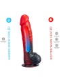 SILEXD DEVIL DILDO FANTASY SILICONA LIQUIDA TERMOREACTIVO ROJO NEGRO 203 CM