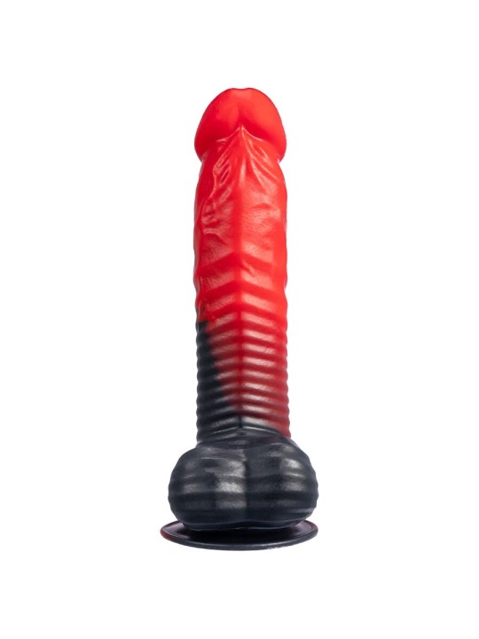 SILEXD DEVIL DILDO FANTASY SILICONA LIQUIDA TERMOREACTIVO ROJO NEGRO 203 CM