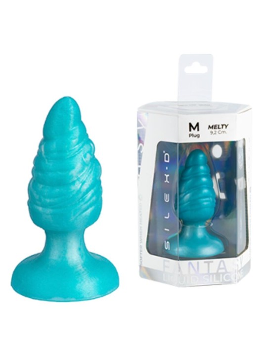 SILEXD MELTY PLUG ANAL FANTASY SILICONA LIQUIDA TERMOREACTIVO AZUL CELESTE 92 CM