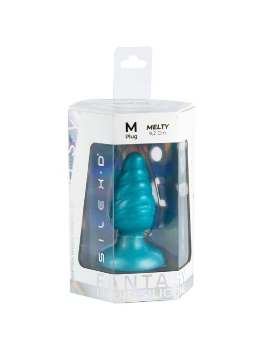 SILEXD MELTY PLUG ANAL FANTASY SILICONA LIQUIDA TERMOREACTIVO AZUL CELESTE 92 CM