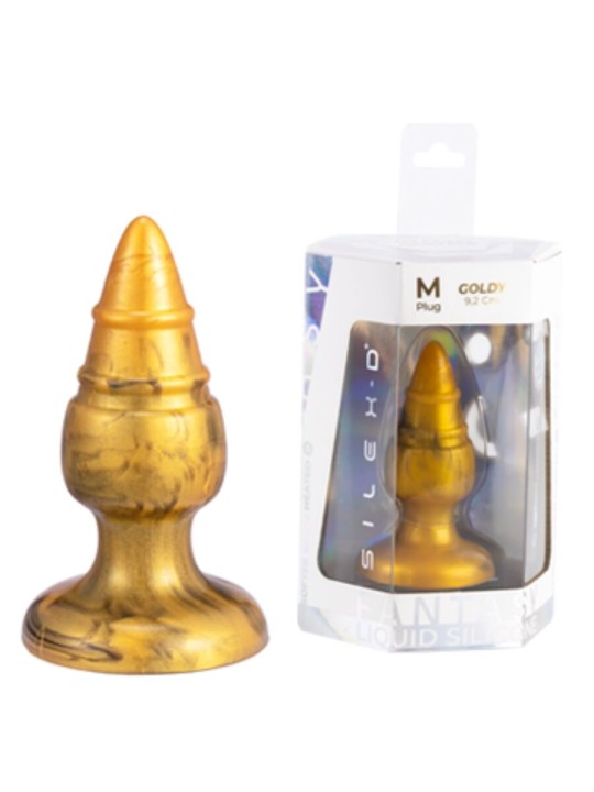 SILEXD GOLDY PLUG ANAL FANTASY SILICONA LIQUIDA TERMOREACTIVO ORO 92 CM