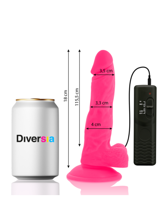 DIVERSIA DILDO REALISTICO FLEXIBLE CON VIBRACION ROSA 18 CM O 4 CM