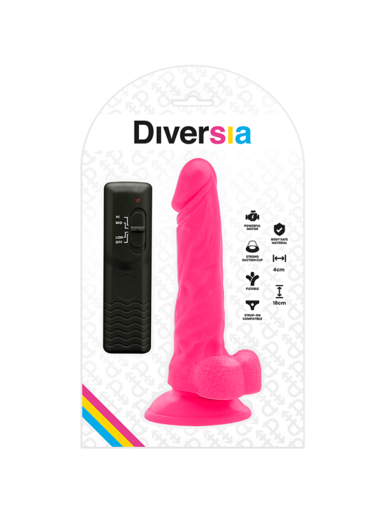 DIVERSIA DILDO REALISTICO FLEXIBLE CON VIBRACION ROSA 18 CM O 4 CM