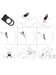 ARMONY TWINS ANILLO DOBLE VIBRADOR PAREJAS NEGRO