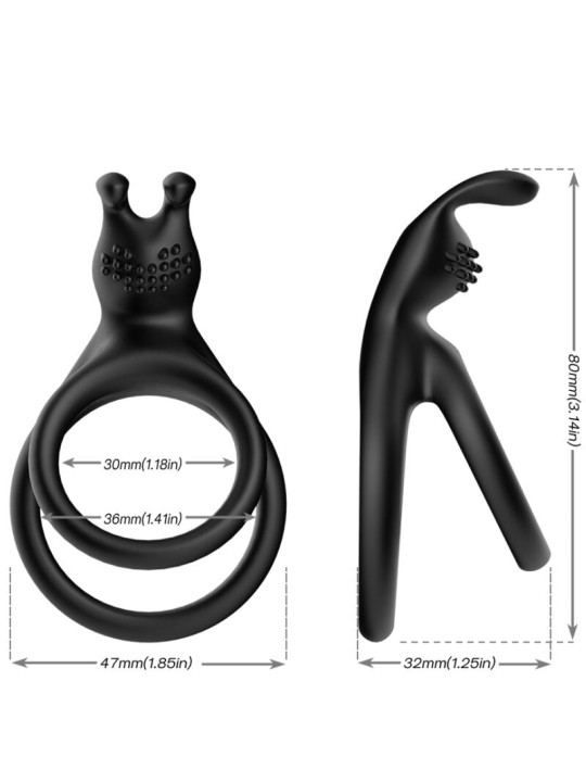 ARMONY TENSY ANILLO DOBLE RABBIT NEGRO