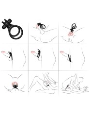 ARMONY TRAVELER ANILLO DOBLE VIBRADOR PAREJA RABBIT NEGRO