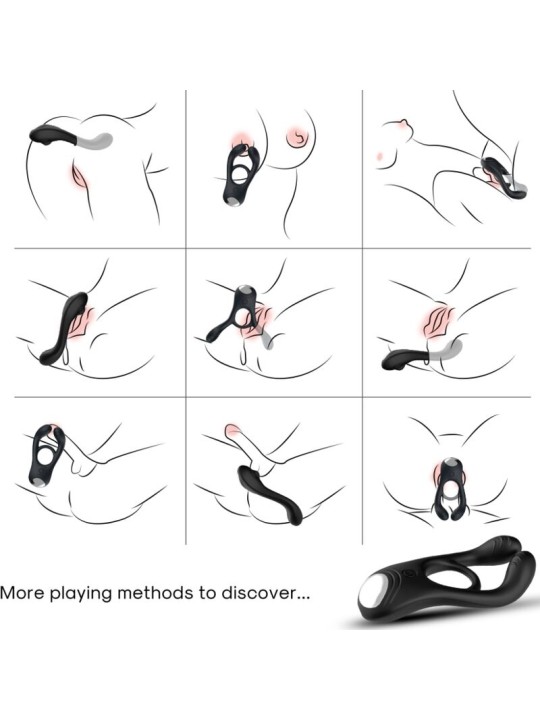 ARMONY VEYRON ANILLO VIBRADOR DOBLE PINZA CONTROL REMOTO NEGRO