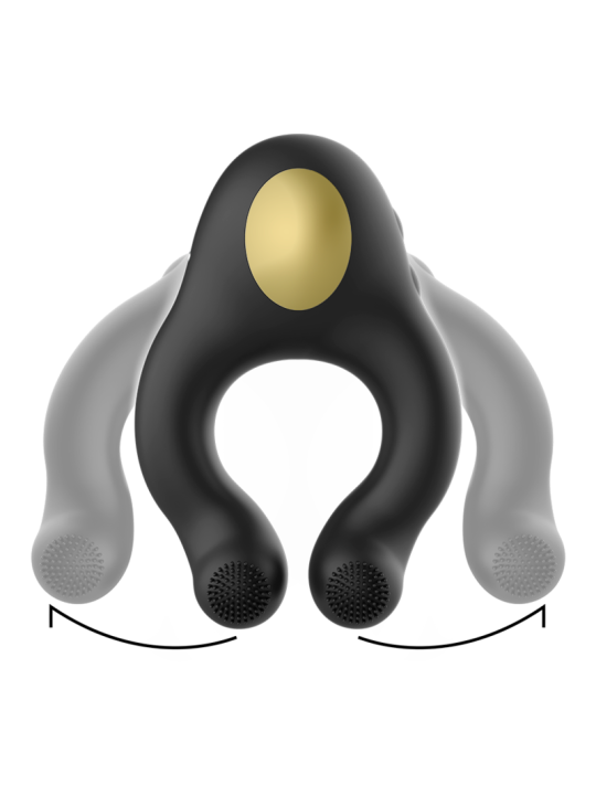 ARMONY ANILLO VIBRADOR SILICONA 3 MOTORES RECARGABLE NEGRO DORADO