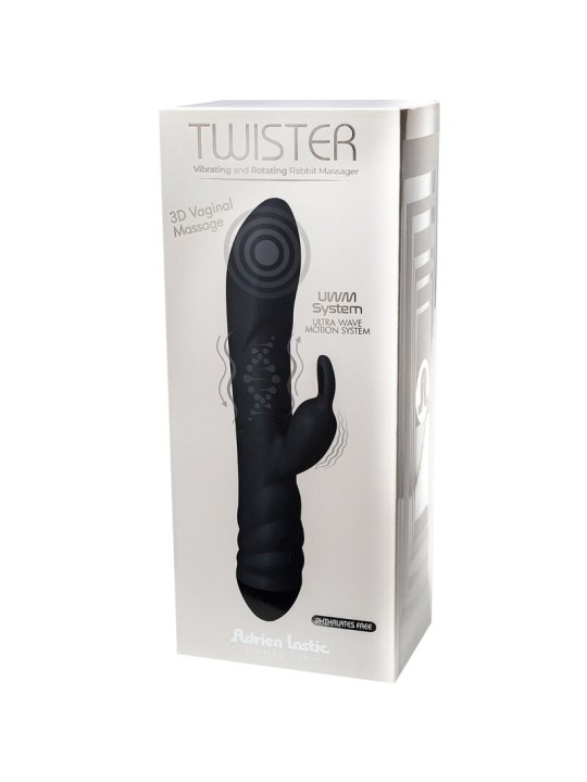 ADRIEN LASTIC TWISTER MASAJEADOR VIBRADOR Y ROTADOR RABBIT NEGRO