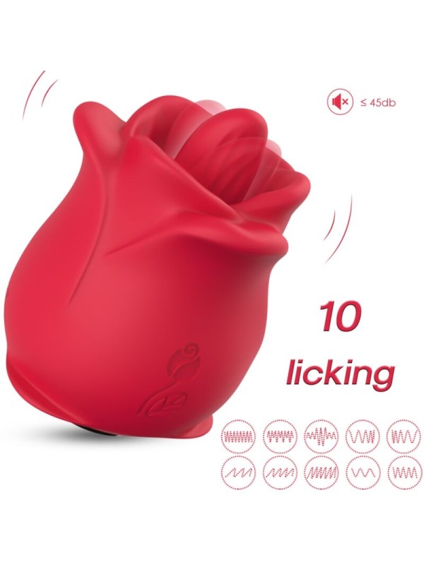ARMONY ROSA VIBRADOR ESTIMULADOR CON LENGUA CLITORIS 10 MODOS ROJO