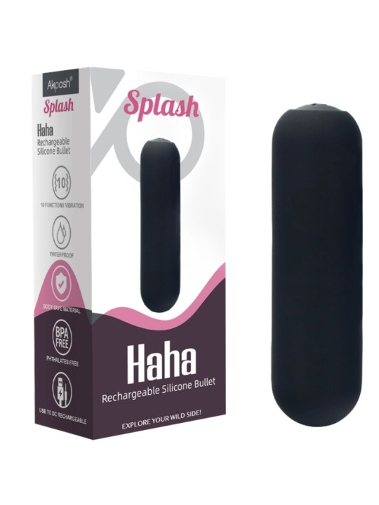 ARMONY SPLASH HAHA BALA VIBRADORA SILICONA 10 VIBRACIONES 75 X 19 CM NEGRO