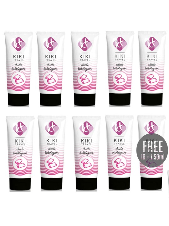 KIKI TRAVEL LUBRICANTE SABOR A CHICLE 50ML 10 1 GRATIS