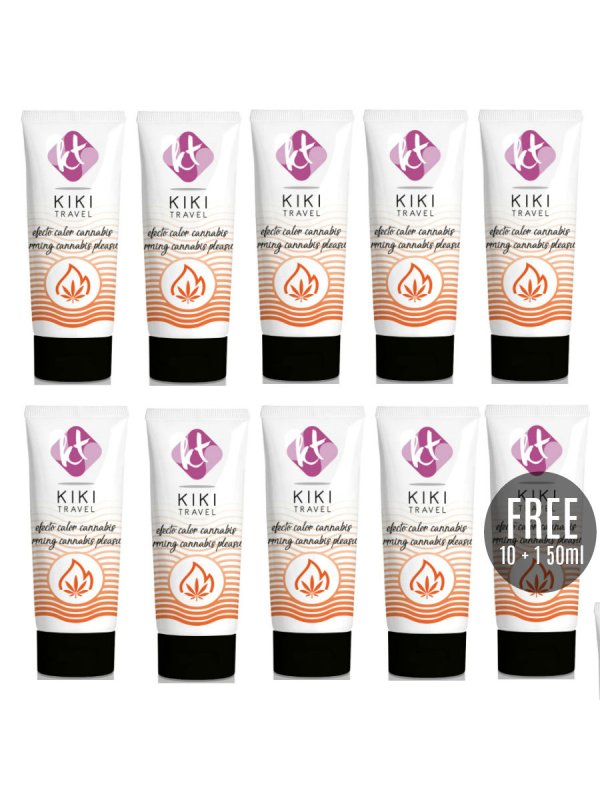 KIKI TRAVEL GEL DESLIZANTE SABOR A CANNABIS EFECTO CALOR INTENSO 50ML 10 1 GRATIS