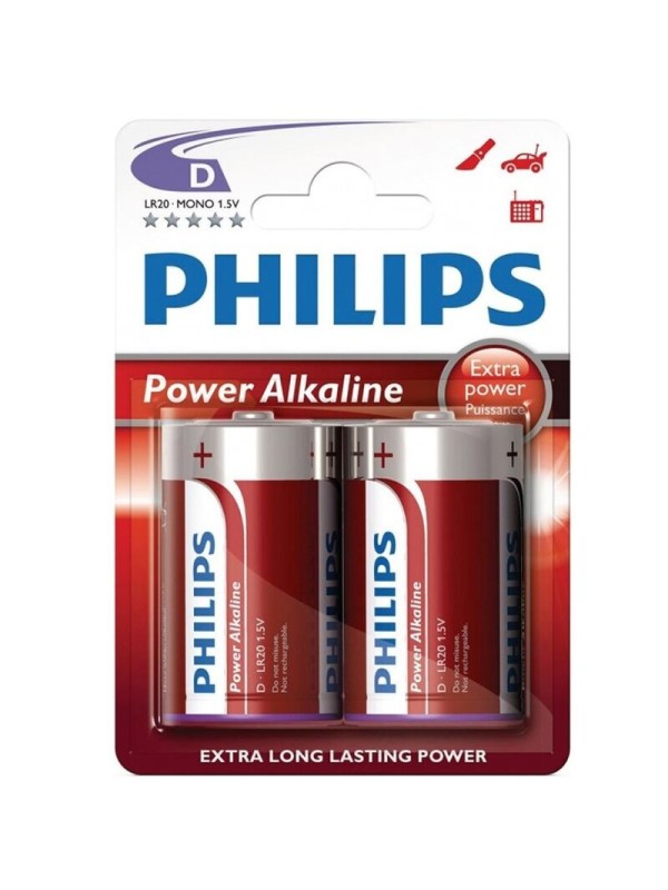 PHILIPS POWER ALKALINE PILA D LR20 BLISTER2