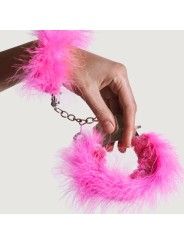 ADRIEN LASTIC ESPOSAS METAL CON PLUMAS ROSA