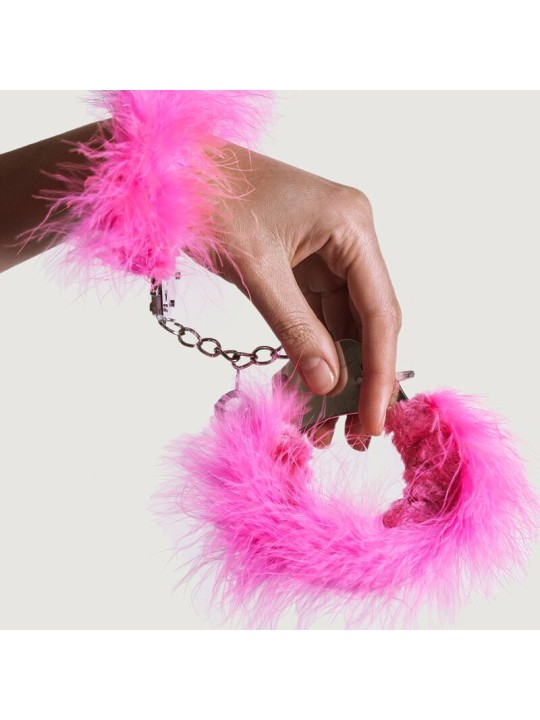 ADRIEN LASTIC ESPOSAS METAL CON PLUMAS ROSA