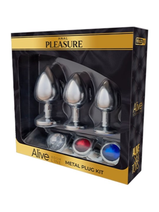 ALIVE ANAL PLEASURE KIT 3 PLUG METAL