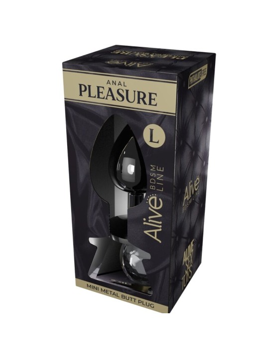 ALIVE ANAL PLEASURE MINI PLUG METAL NEGRO TALLA L