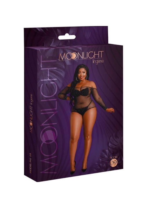 MOONLIGHT MODELO 9 BODY MANGA LARGA NEGRO BRILLANTE TALLA UNICA PLUS SIZE