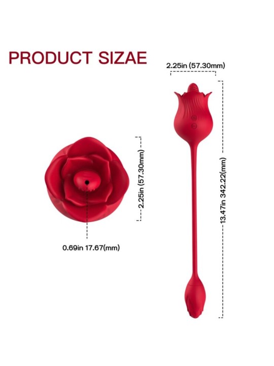 ARMONY ROSA VIBRADOR ESTIMULADOR CLITORIS CON COLA 10 MODOS ROJO