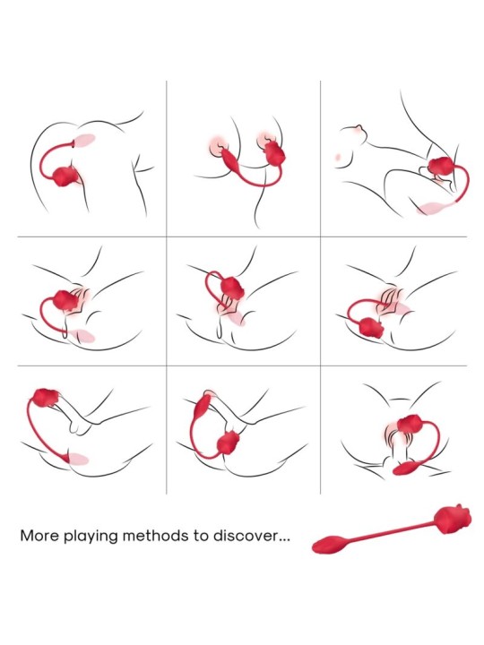 ARMONY ROSA 2 EN 1 ESTIMULADOR SUCCIONADOR VIBRADOR 10 MODOS CON COLA ROJO
