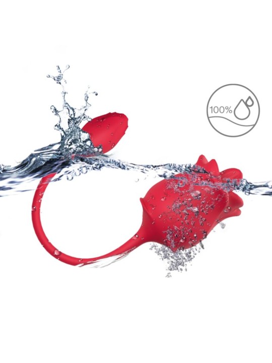 ARMONY ROSA 2 EN 1 ESTIMULADOR SUCCIONADOR VIBRADOR 10 MODOS CON COLA ROJO
