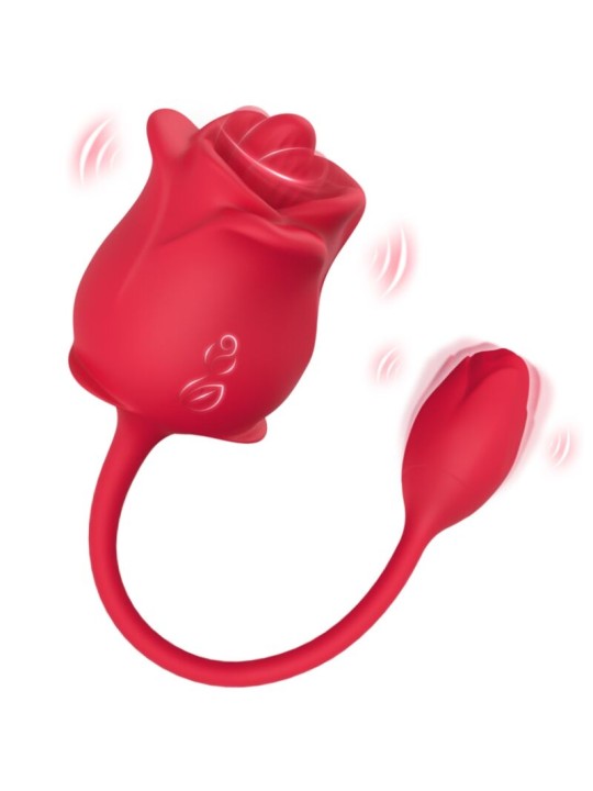 ARMONY ROSA 2 EN 1 ESTIMULADOR SUCCIONADOR VIBRADOR 10 MODOS CON COLA ROJO