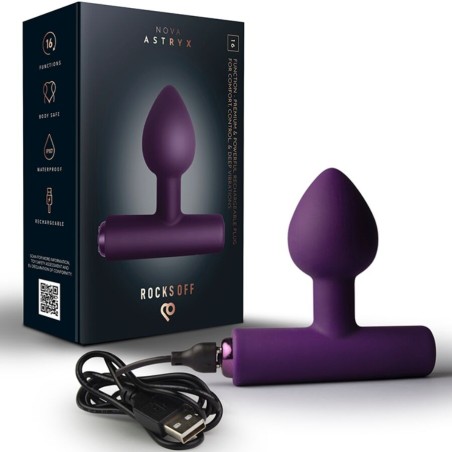 ROCKS OFF NOVA ASTRYX PREMIUM PLUG ANAL RECARGABLE 16 FUNCIONES NEGRO